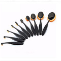 China Supplier 10PCS Black Oval Cosmetic Brush Set for Beauty